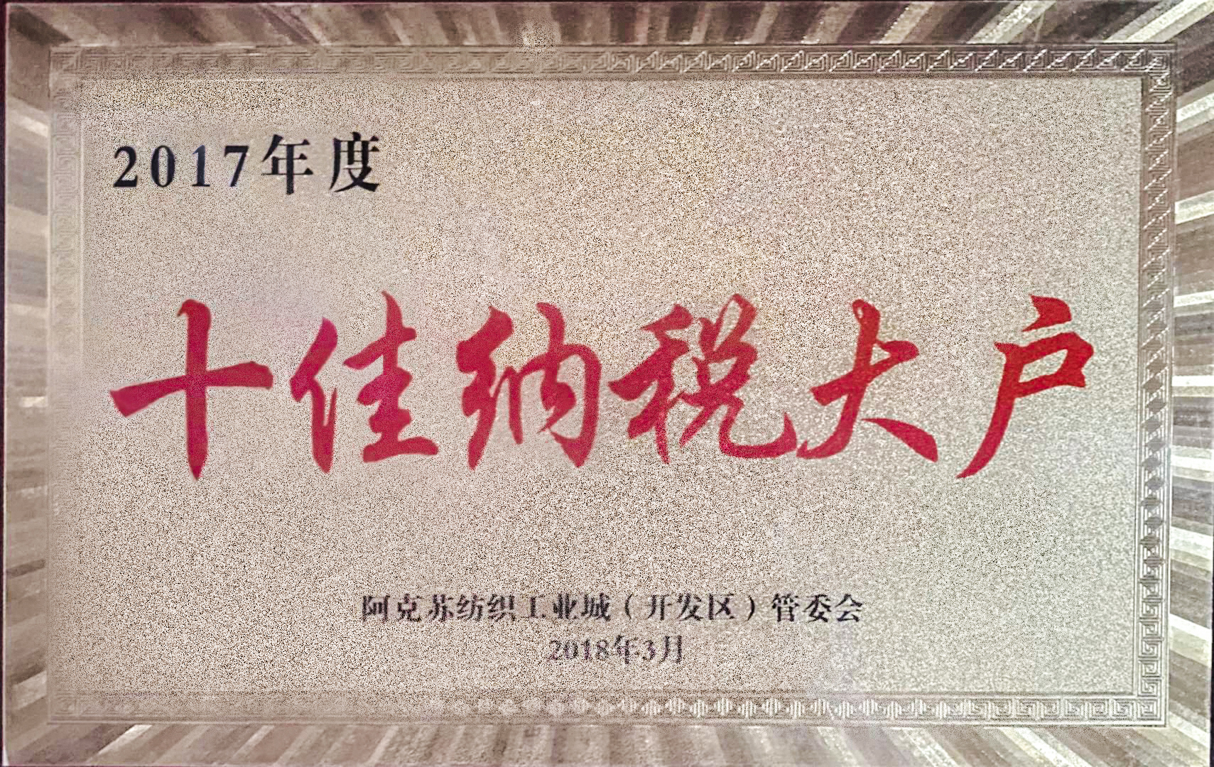 2017年十佳纳税大户