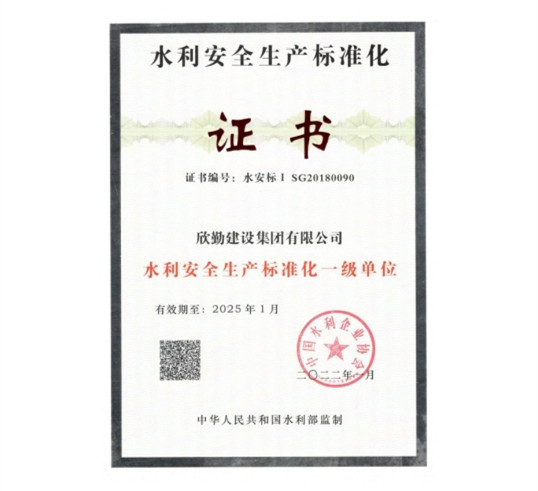 水利安全生产标准化一级单位